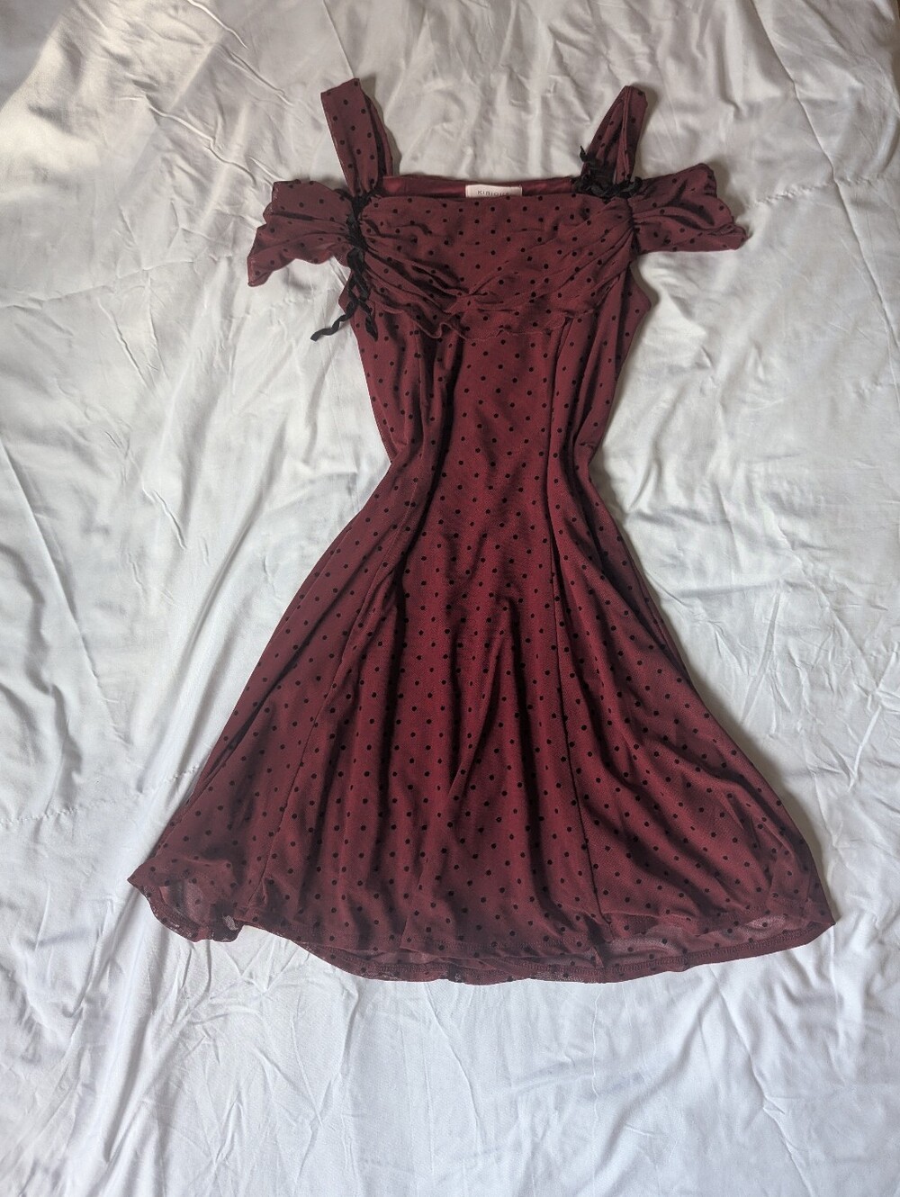 Burgundy Polka Dot Midi Dress